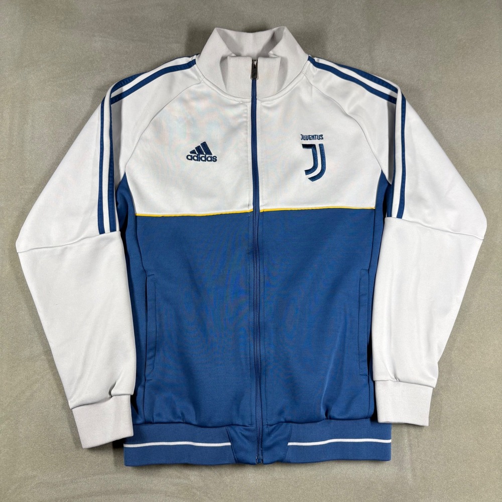 Adidas Juventus Track Jacket Mens Medium White Blue Soccer Full Zip Training